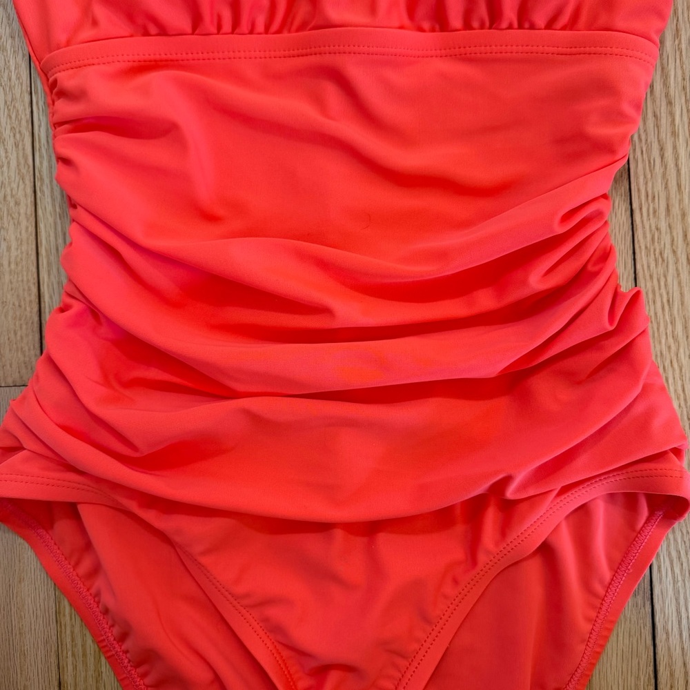 Ellen Tracy  Orange Flattering One-Piece Swimsuit - Picture 6 of 11